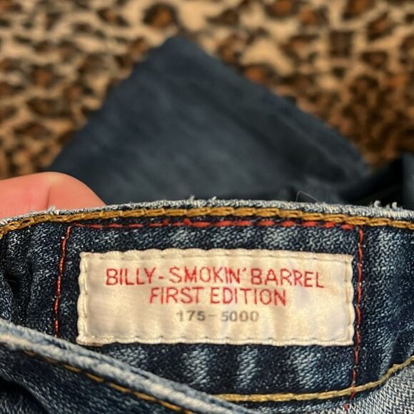 True Religion Billy Blue Factory Distressed Ripped Jeans Festival Rodeo Western - Picture 14 of 15